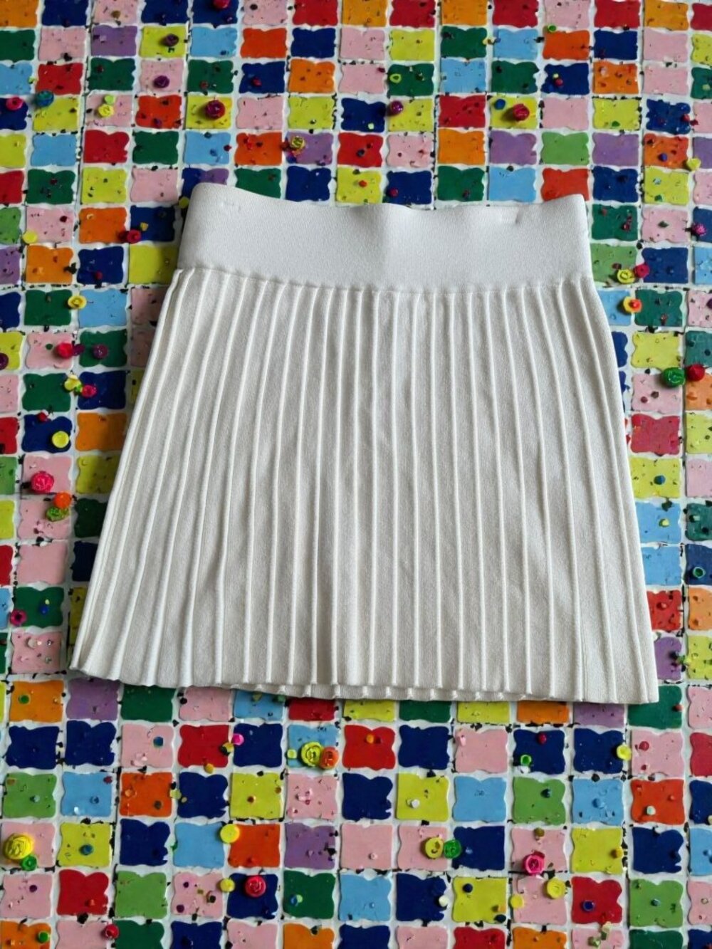 MINNIE ROSE Cream Pleated Blend Skirt Size Medium